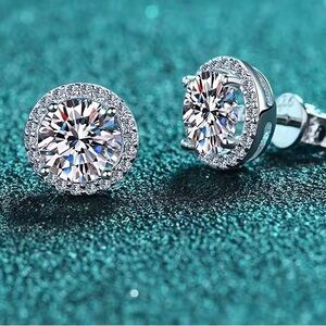 GRA Cert W/Cert/Black Card 18k White GD/925  Large Sterling 8mm/2CT Moisanite